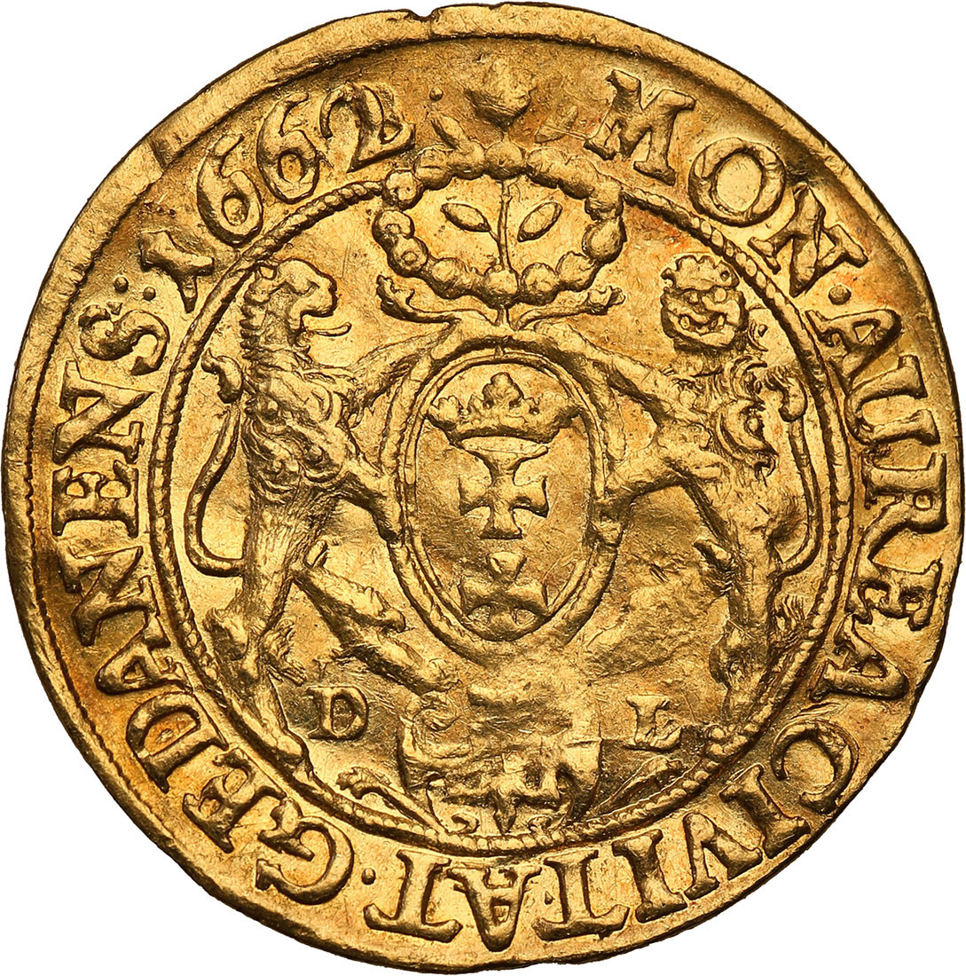 Jan II Kazimierz. Dukat 1662, Gdańsk Ex. Potocki - RZADKOŚĆ
